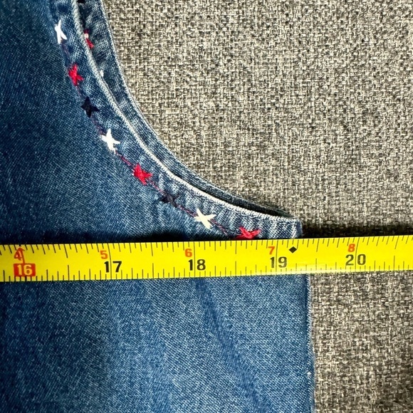 New Directions Vintage Women’s Denim Cat Lady Patriotic Sleeveless top Size M - Picture 10 of 13